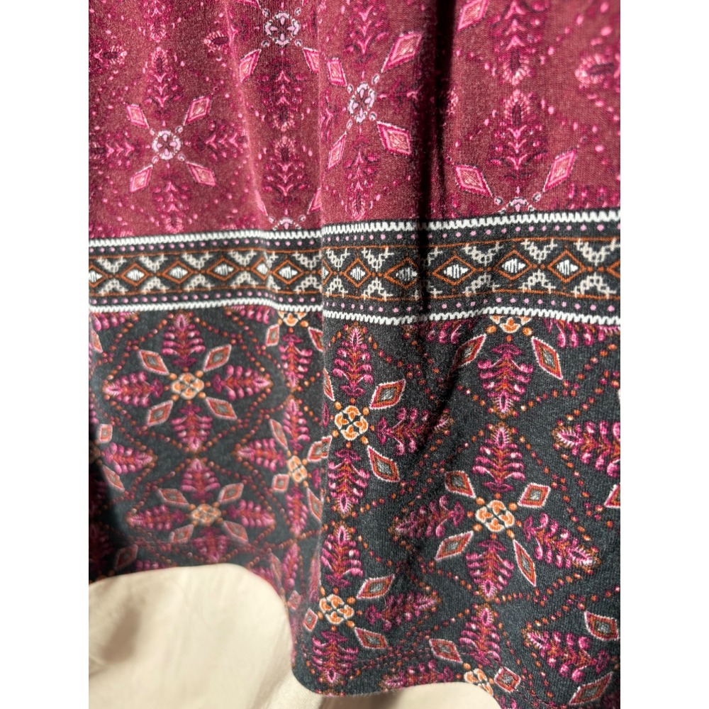 Daniel Rainn Women's XL Burgundy Floral Pintuck Pleat Split Neck Blouse - Picture 13 of 13